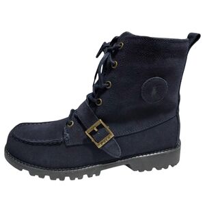 Polo Ralph Lauren Navy Blue Suede Leather Lace Up Combat Boots Mens Size 7
